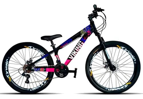 Imagem do produto Bicicleta Mountain Bike Vikingx Tuff 25 Aro 26 Quadro 13 - Preto/rosa