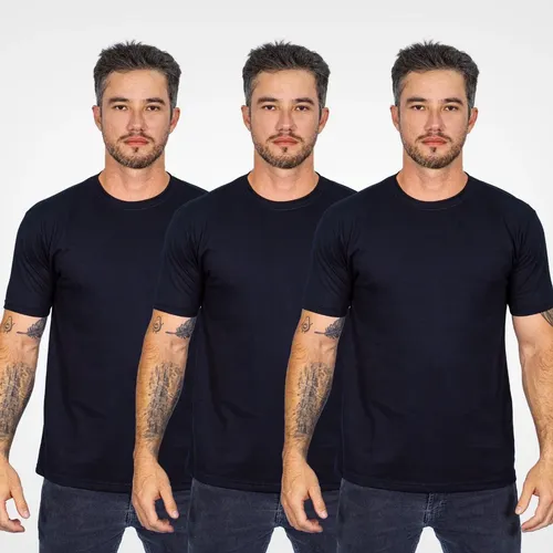 Imagem do produto Kit 3 Camisetas Básica Masculina Unissex Lisa 100% Algodão