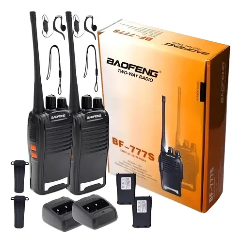 Imagem do produto Kit Par 2 Radio Baofeng 777s Walk Talk Comunicador 16 Canais Preto 127/220v