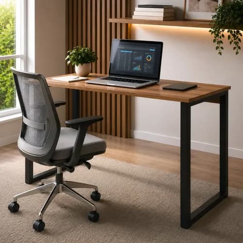Imagem do produto Mesa Escrivaninha Office Industrial 100x50cm Mdf Premium Aço Amadeirado