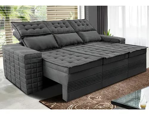 Imagem do produto Sofá 3 Lugares Retrátil e Reclinável Cama inBox Senses 2,00m Velusoft Cinza