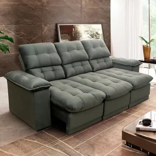 Imagem do produto Sofá Retrátil Reclinável Atenas 2,30m Suede Velut Cinza