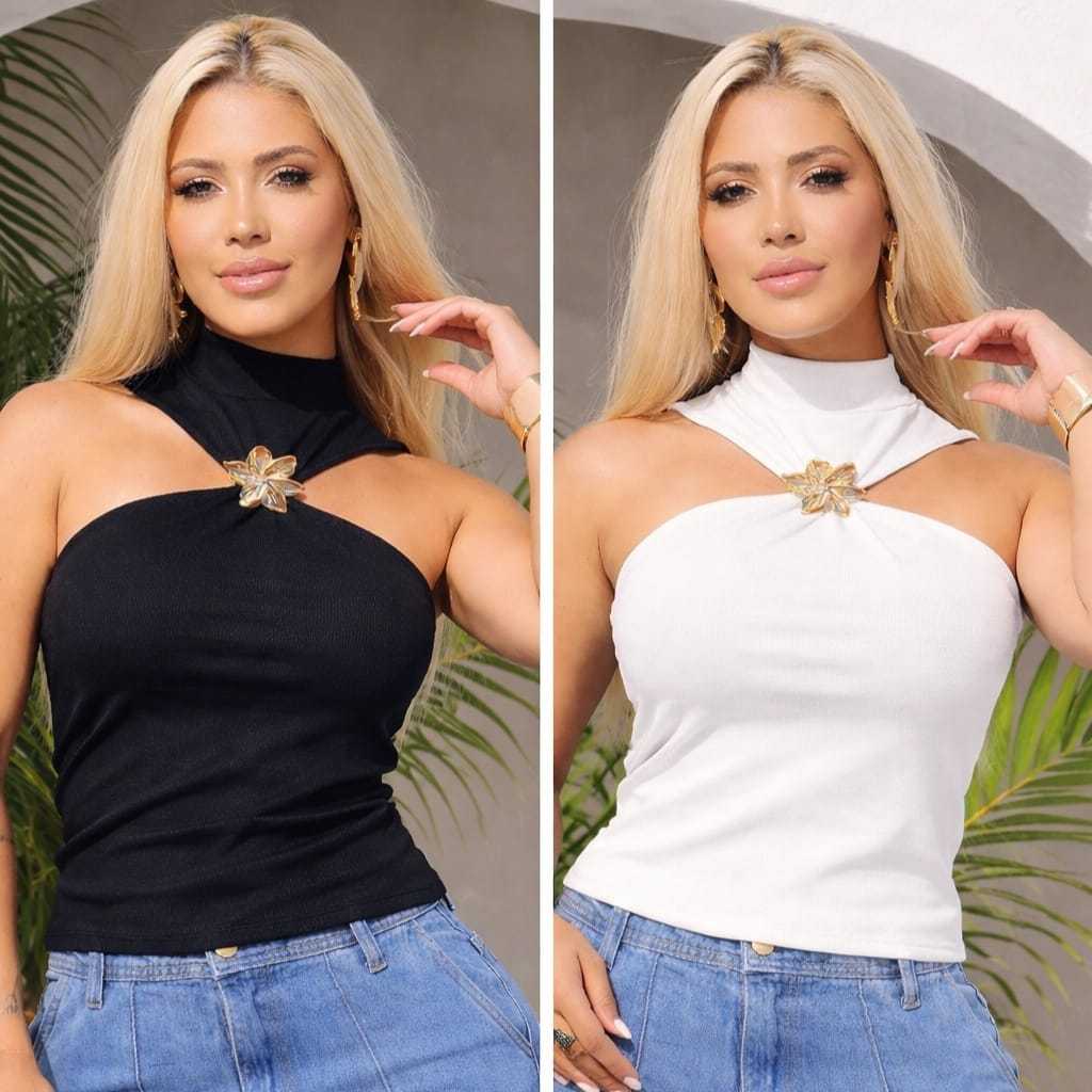 Imagem do produto Cropped Feminino Blusa Blusinha Com Bojo Elegante