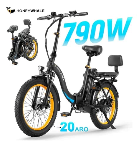 Imagem do produto Honeywhale Bw02 Bicicleta Elétrica Adulto, 790w-45km-40km/h-120kg, Scooter-ebike-velocidade-autonomia-carga-fat-de-dobrável, 20 Aro, Bike Com Amortecedor Dianteiro Honey Whale